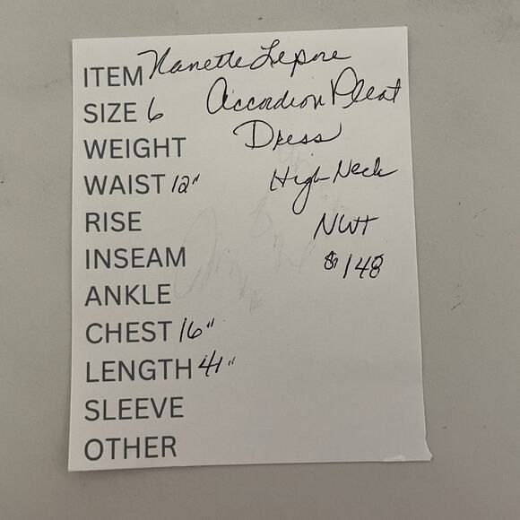 Nanette Lepore Sleeveless Pleated Dress Size 6 Navy High Smocked Neck Waist NEW - Picture 11 of 11